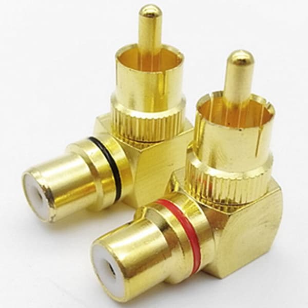 Gold-plated Copper RCA L-shaped Male Conversion Head - 90 Degree Wall Signal Line Conversion Socket