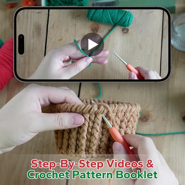 Hæklesæt til begyndere voksne DIY hæklesæt jul hæklegarn, hæklenål, fyld, trin-for-trin instruktion og video tutorial