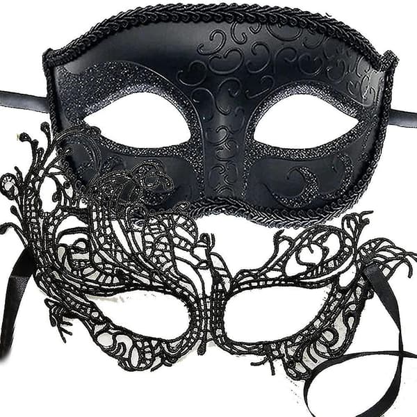 Glitterende Rhinestone Maske for Maskerade, Par-kombinasjon