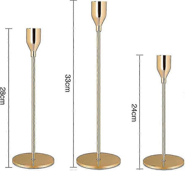 Ljusstakar 3-pack i olika storlekar 33/28/24 cm hög ljusstake i smidesjärn
