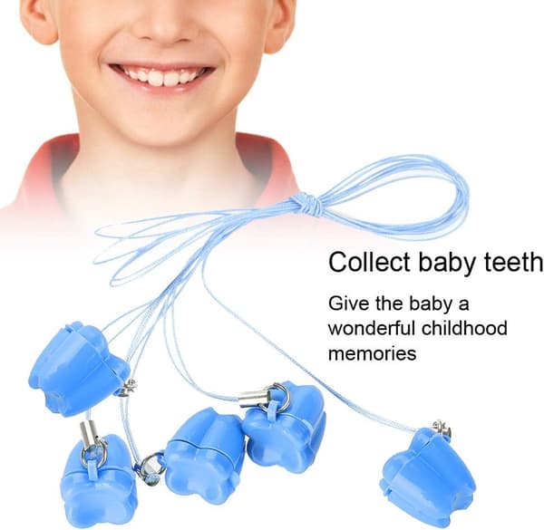 Plastbehållare för förvaring av mjölktänder, 5-pack, blå