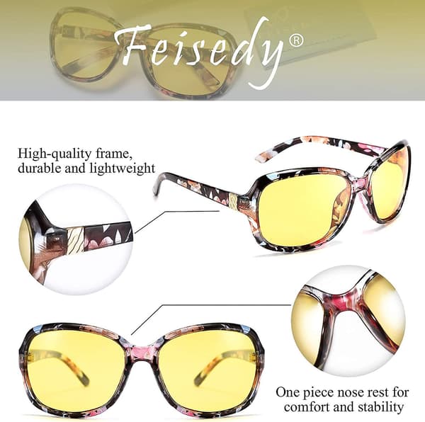 Klassiset naisten yöajolasit, häikäisysuojatut keltaiset aurinkolasit B2548