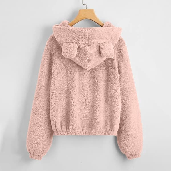 Oversized strikket hettegenser for dame - Rosa - XL Pink XL