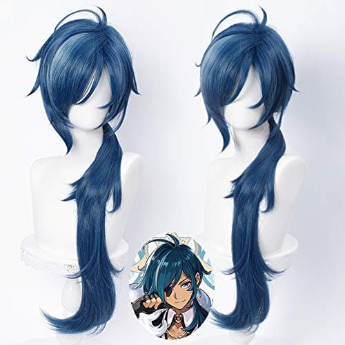 Blå bølget Cosplay-paryk til Genshin Impact-spillet Lolita Gradient, CJY
