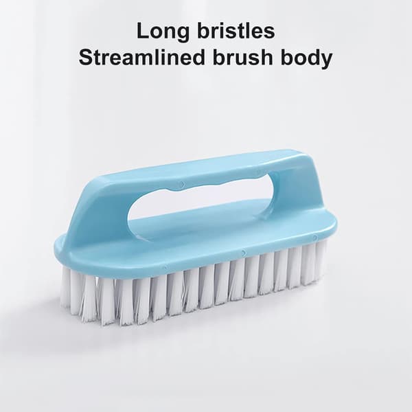 Plastskrubbebørste for vask av sengetøy, ergonomisk håndtak, lange myke børstehår, blå
