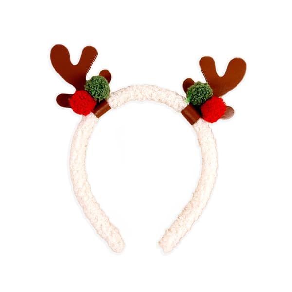 Julgransprydnad i trä med färgglad älg och pälsboll