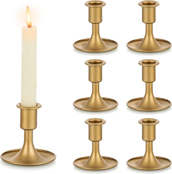 Gull Lysestaker, Sett med 6 Standard Metall, for Bryllup og Jul