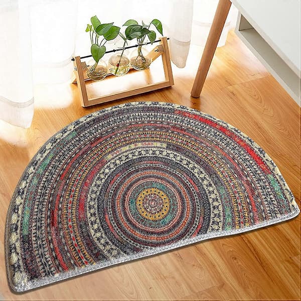Bohemsk halvsirkelformet entrématte - sklisikker, vannabsorberende, maskinvaskbar - 60*90cm