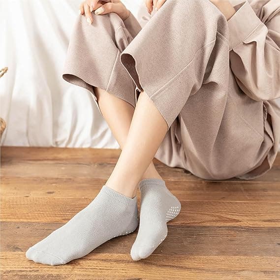 4 par Pilatesstrømper, skridsikre strømper, Pilatesstrømper til kvinder, skridsikre yogastrømper til dans, ballet, træning med svangstøtte-FX-
