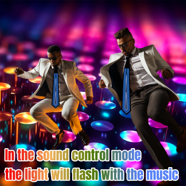 Lydstyret lysende slips med musikflash - Nyhed - Lysende slips til mænd, kvinder, DJ's, fester, barer og Mardi Gras 2