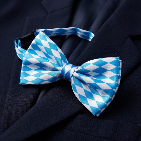 4 stk. Oktoberfest-slips til mænd, traditionel polyester, lyseblåt og hvidt ternet mønster, bayersk flagdesign, til festlige lejligheder