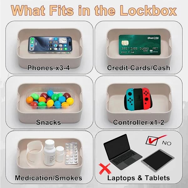 Timer Lock Box Adjustable 0-30 Days Secure Storage for Snacks, Medicine, Phones, and Electronics for Self-Control Home Use