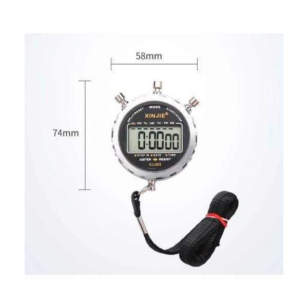 Digitalt stoppur vattentätt 1/100 sekund LCD-display alarm timer rostfritt stål