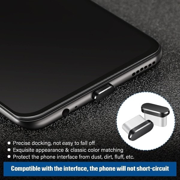 bitar (svart) USB C dammskydd Typ-C-skydd Kompatibel