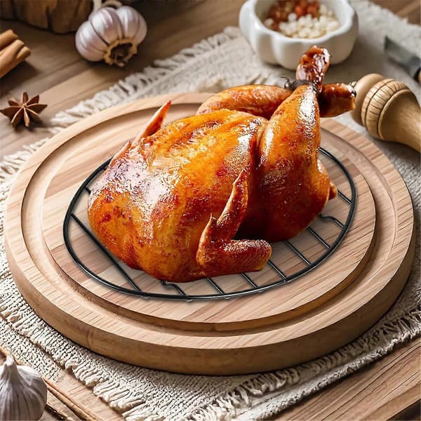 2-pack Oval Roasting Rack - 30 cm Black Cooling Rack with Integrated Feet, Nonstick - for Roasting Pan, Perfect for Basting