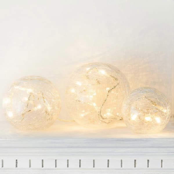 Lights4fun Sæt med 3 LED-glaskugler Batteridrevet Yalo