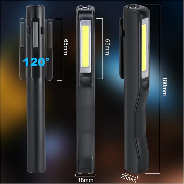 Oppladbar LED-arbeidslampe, 2 stk 350 lumen COB-mekanikerlampe
