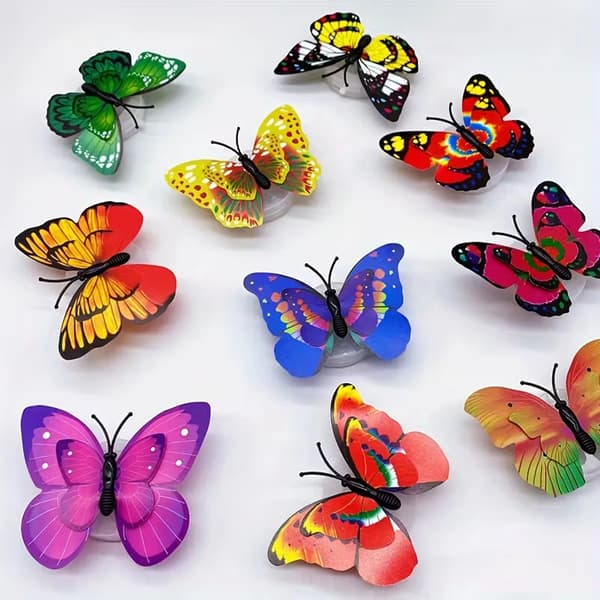 6st LED 3D Butterfly Night Light Wall Sticker for Garden Party Home Decor Random 6pcs Random 6pcs