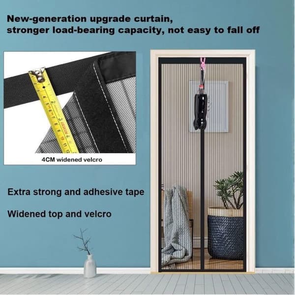 Magnetic mosquito net 70x200cm, powerful magnets, automatic closing, no drilling required, pure grey