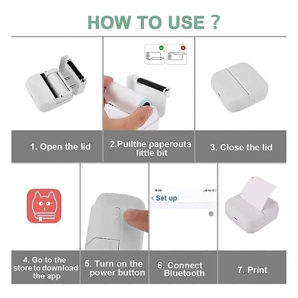 Portable Sticker Printer, Mini C15 Thermal Pocket Printer, Bluetooth Photo Printer, Portable Label Printer
