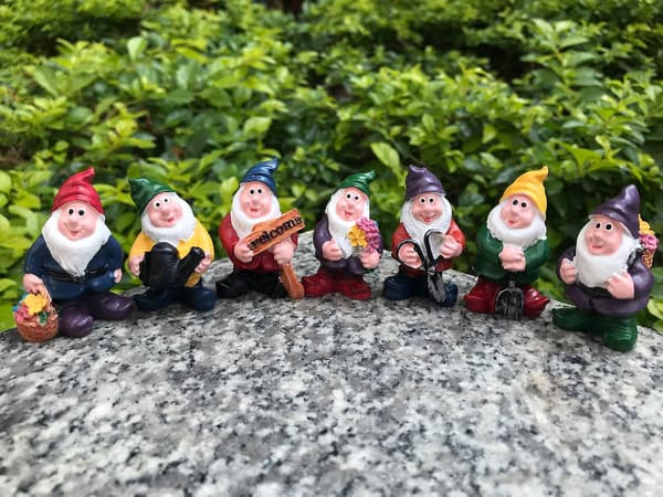 Sagolika Trädgård Mini Tomtar - Roliga Och Bedårande 7-Delars Tomte Staty Kit För Trädgård Gräsmatta Heminredning