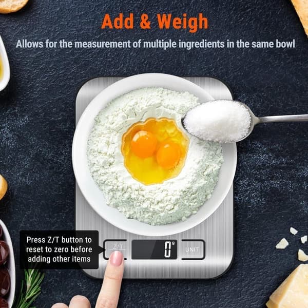 Kitchen Scale, Pocket Scale, Stainless Steel, 1g-5kg, Tare Function and LCD Display – Scale for Food and Coffee