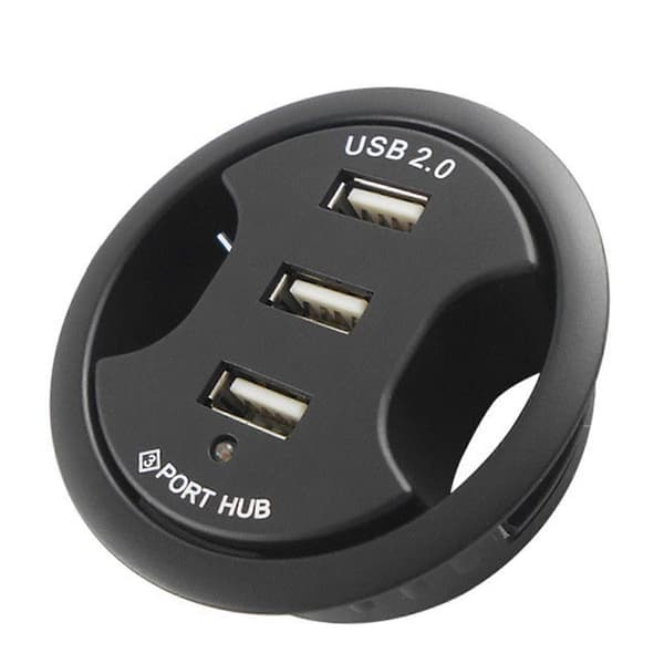 Strømadapter USB-hub med 3,5 mm mikrofon-hovedtelefonstik USB 2.0-hub til bærbar computer