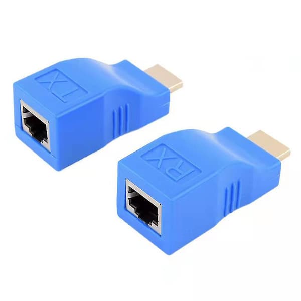 HDMI over Ethernet-kabel 3D Zero Latency sender og mottaker Balun-sett Blå Blue