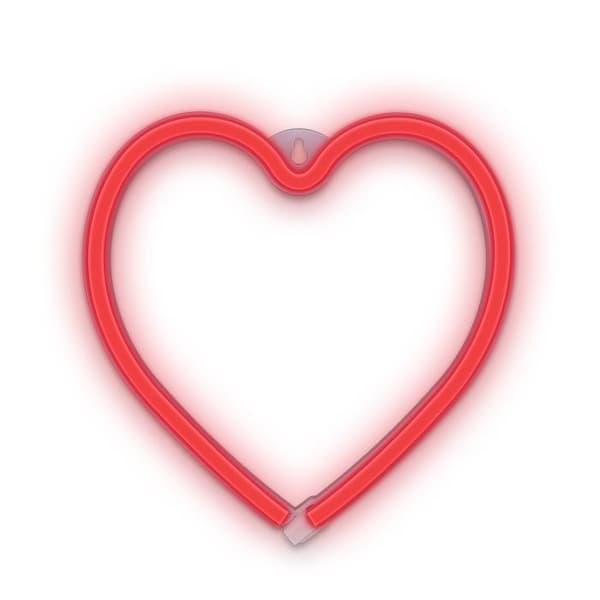 Neon LED HJERTE Batteri + USB FOREVER Light - Rød Röd red