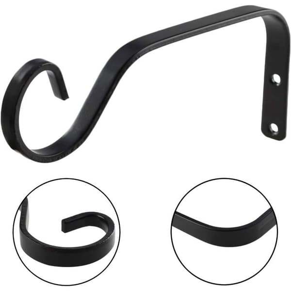 2-pak vægkroge til planteophæng – sort rustfrit metal, 16 kg bæreevne, 18,5 cm