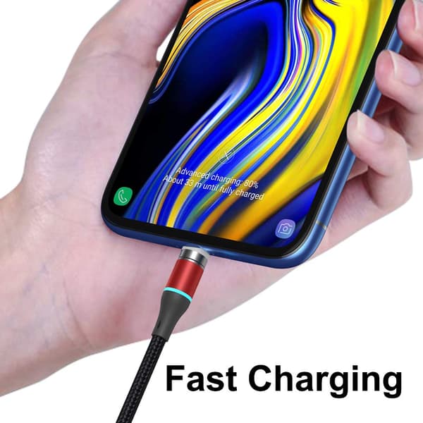 Magnetisk laddningskabel 12:e generationen 1m 3-pack röd Micro USB USB-C snabbladdning dataöverföring