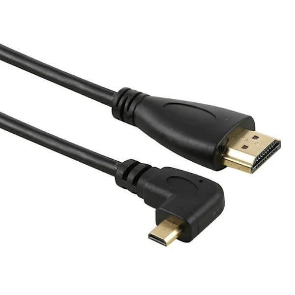 Micro HDMI Typ D Hane 90 Grader Vänstervinklad till HDMI 1.4 Hane 1080p Kabel
