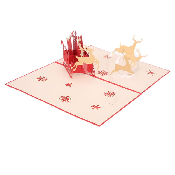 Greeting Card Three-dimensional Reindeer Cart Shape Christmas Decorative Paper with Envelope