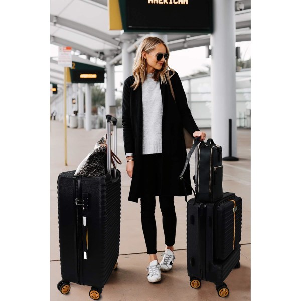 Resväska, 3 delar, hård skalvagn resväska set, expanderbara, hållbara handbagageset med TSA-lås och 4 hjul 20/24/28 tum black