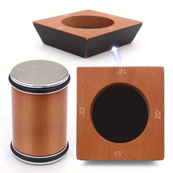 Rolling knife sharpener with angle support / diamond knife sharpener with 2 grinding discs