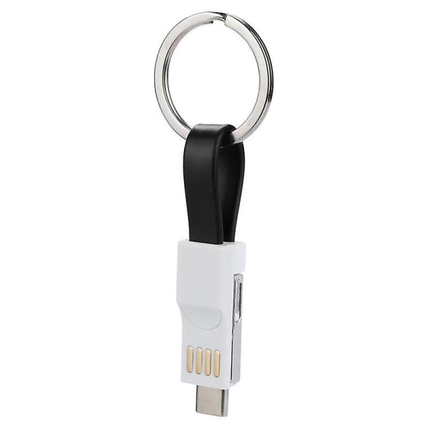 Vaorlo 3 i 1 Bärbar Mini Nyckelring USB Kabel Micro USB Typ C För Iphone Snabbladdare Data Sync Laddningskabel Cabo USB Kabel black