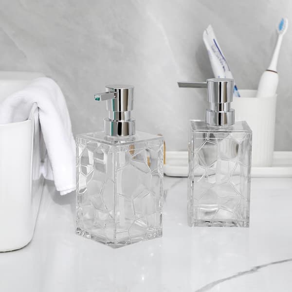 Transparent akryl-tvåldispenser 320 ml för badrum och kök 16x7 cm