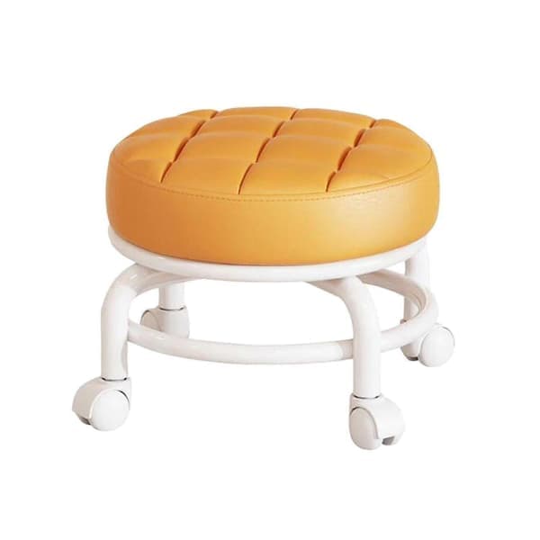 360° Rotating Rolling Stool Household Stool Movable Stool Low Noise Pulley Low Stool Universal Swivel Wheels For Kitchen Home Orange Orange Orange