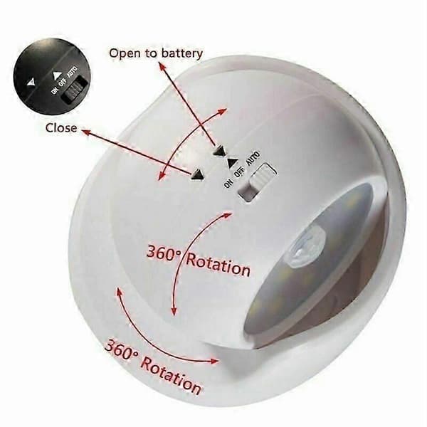 Battery-powered 360 Garden Security Light with Motion Sensor Indoor Outdoor White White
