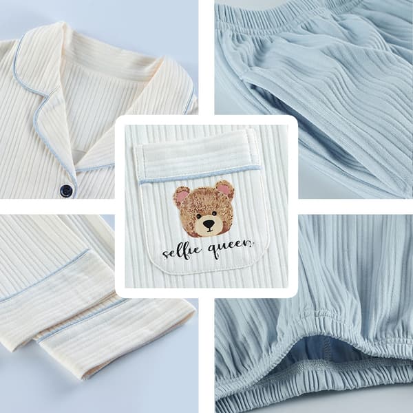 Pyjamas Dame i tynn bomull med lange ermer for kvinner