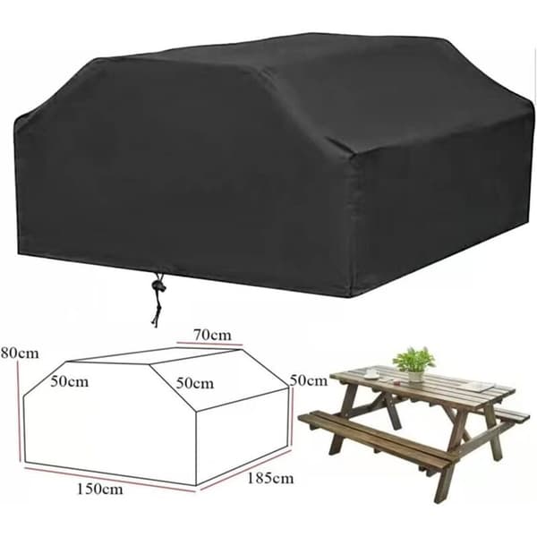 Rectangular Patio Bench Covers for Outdoor Picnic Tables and Kitchens, Black 18515080cm