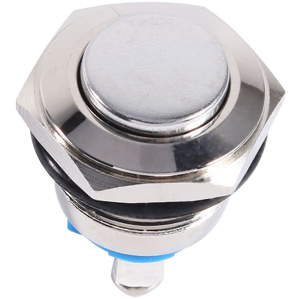 12V 16mm Waterproof Momentary Metal Push Button ON OFF Horn Switch Silver