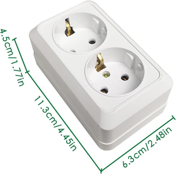 2-veis EU-reiseadapter 250V 16A vanntett støvtett kobber ABS