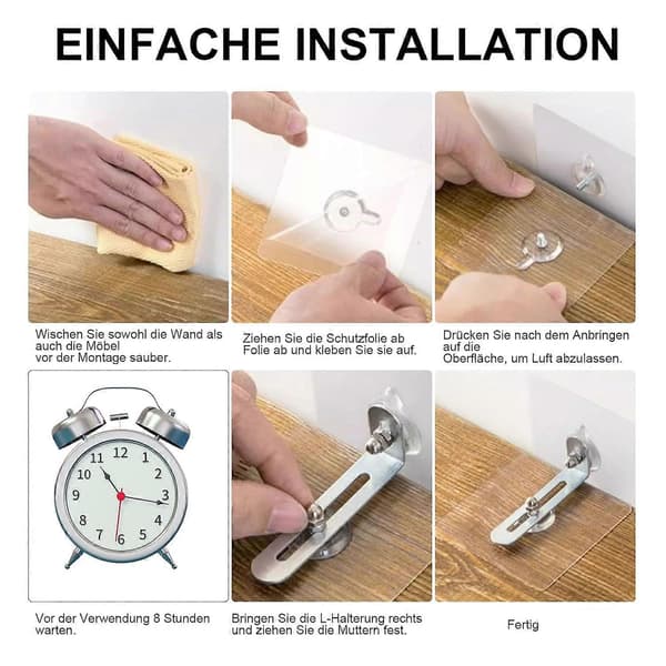 4-pack möbeltippskydd, möbelväggfästen, barnsäkra väggfästen, möbelankare, tippskydd för möbler