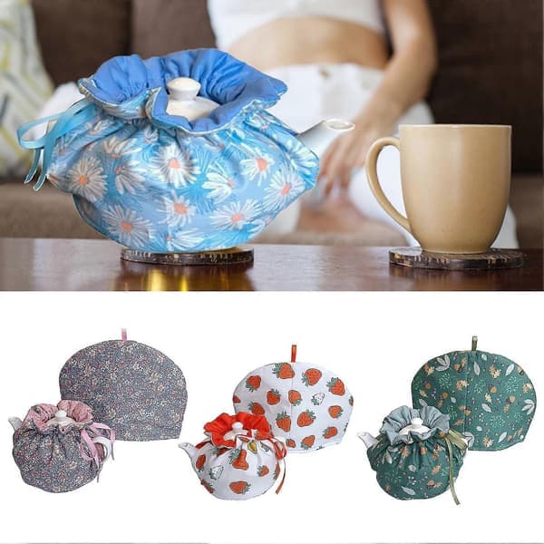Teapot Warmer Soft Fabric Durable Dustproof Non-fading Exquisite Pattern Versatile Reusable Insulated Teapot Dust Cover Home Accessories E E E