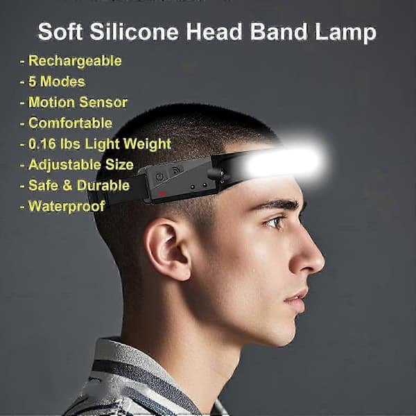 【LD】Rechargeable Headlamp 4-pack 230° Wide Beam Motion Sensor USB-C Waterproof