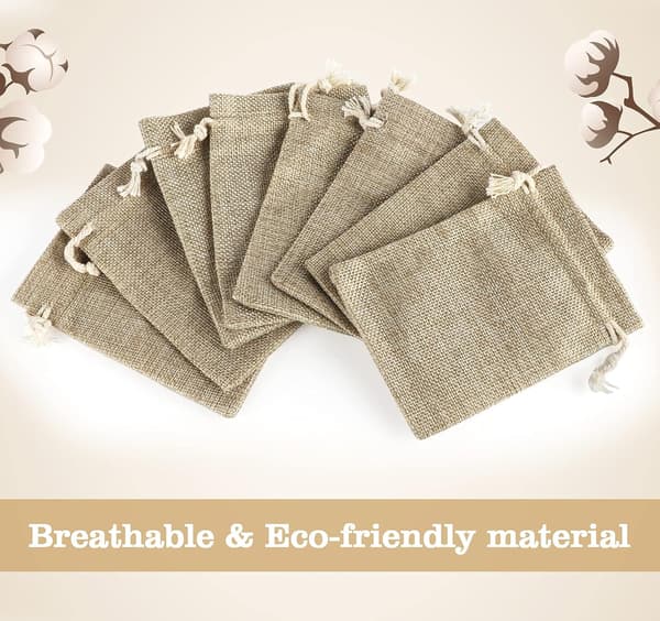 50 st hampalinneväskor, säckvävspåsar med dragsko, mini naturlig-FX-