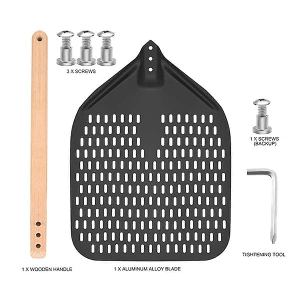 Pizzaspade, Perforert Pizzaspade, Rektangulær Pizzavender med Avtakbart Håndtak, For Pizza- og Brødelskere (12 tommer)