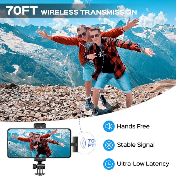 2 kpl langaton nappimikrofoni iPhone 15/iPad/Android/PC/kannettavalle, Plug-Play-minimikrofoni kohinanvaimennuksella