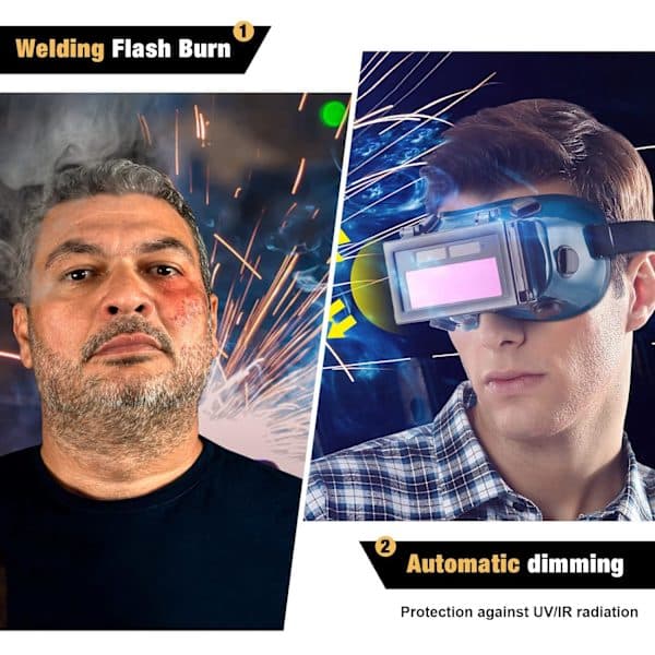 Welding Mask Glasses LCD Solar Battery Automatic Darkening/Dimming Eye Protection Goggles for Welding with Strap (Green)